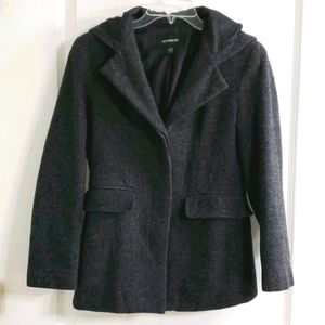 EXPRESS Gray Wool Hooded Coat EUC